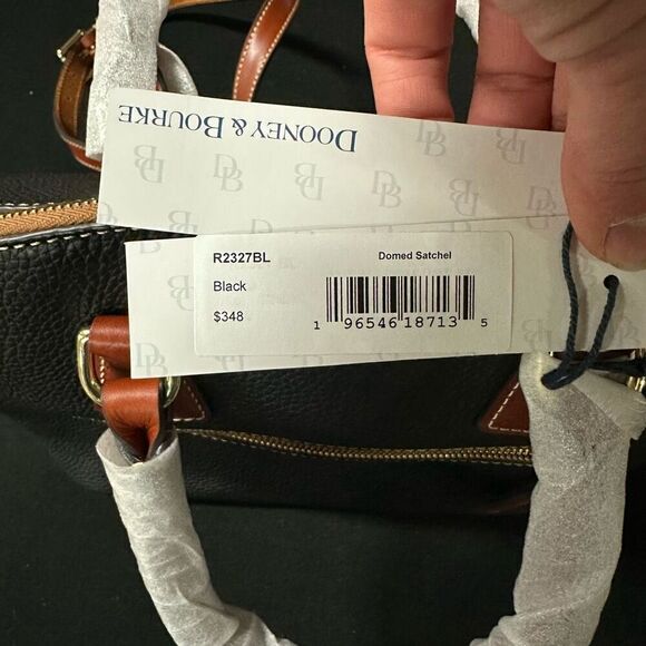 New Dooney and Bourke Black Pebble Grain Domed Satchel - Picture 9 of 12